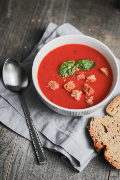istock Homemade Tomato Soup with Bread Croutons 1276440050
