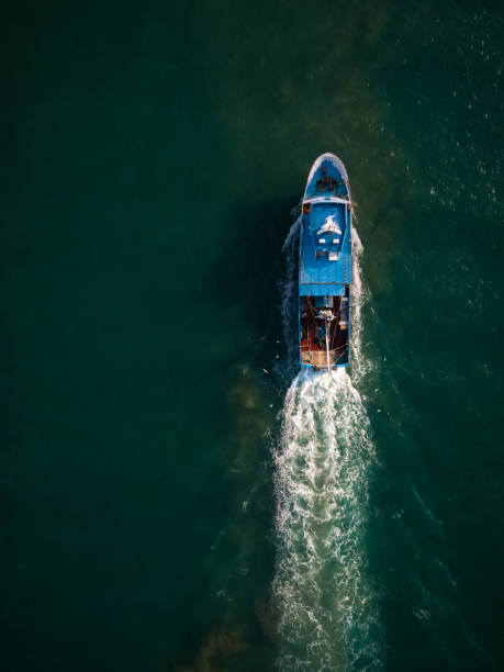 Fishing Boat From Above Drone View