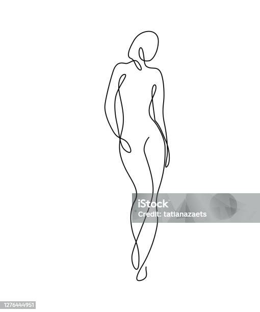 Premium Vector  Beautiful woman body silhouette line art figure
