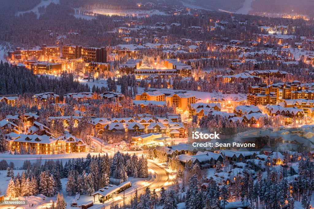 Breckenridge, Colorado, USA in Winter Breckenridge, Colorado, USA town skyline in winter at dusk. Breckenridge Stock Photo