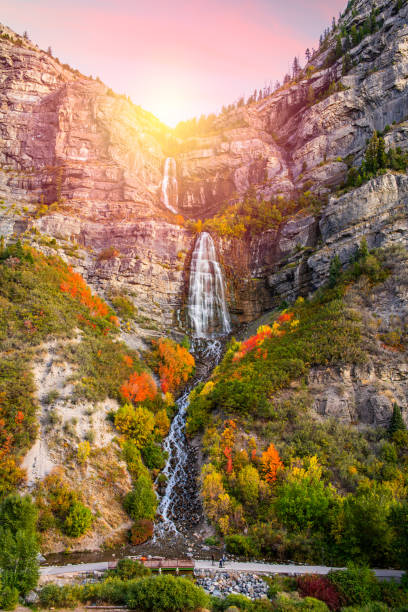 bridal veil falls, provo, utah - provo fotografías e imágenes de stock