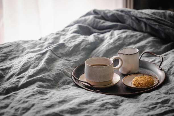 istock Morning coffee on metal tray 1276446814