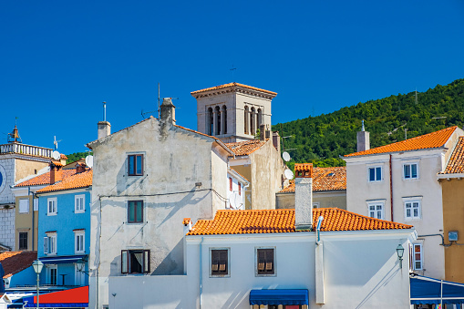 Town of Cres on the island of Cres, Adriatic coast in Croatia, old buildings in city center