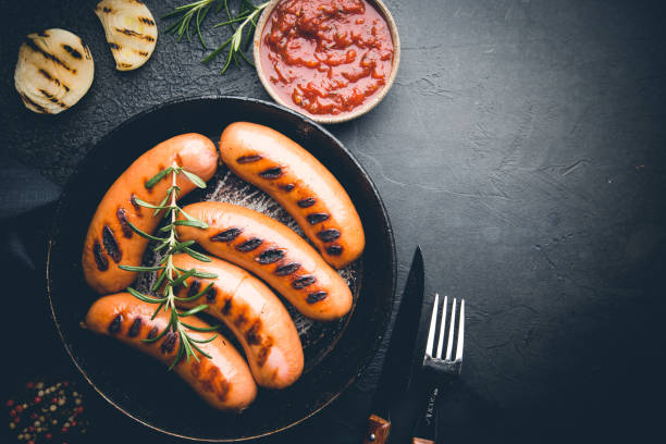 istock Fried delicious sausages 1276448127