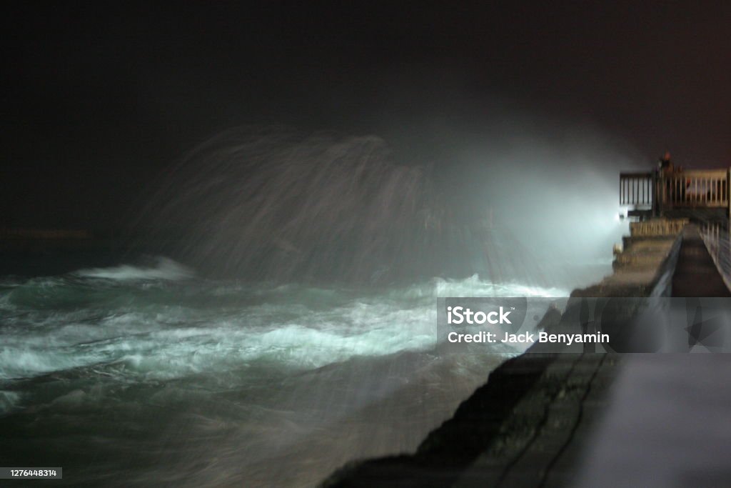 Stormy see Stormy sea at night Beauty In Nature Stock Photo