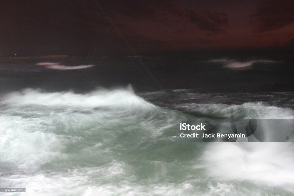 Stormy see Stormy sea at night Art Stock Photo