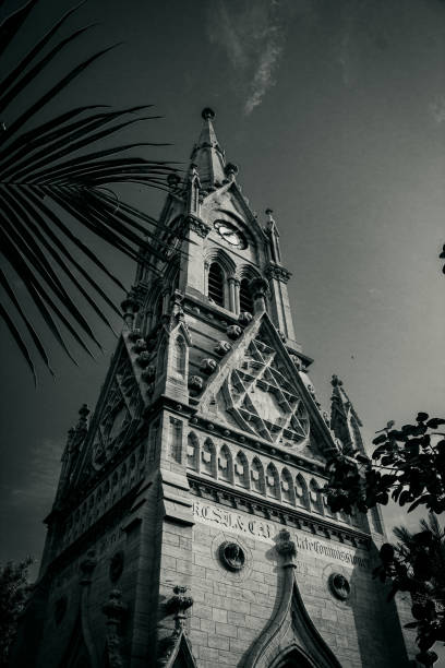 istock Very old and historical tower black and white photo 1276450493