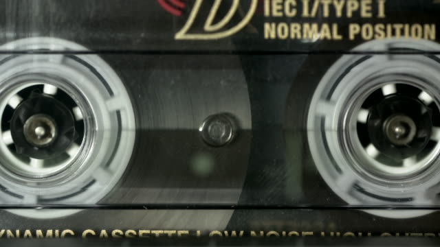 Cassette recorder tape running - close setting