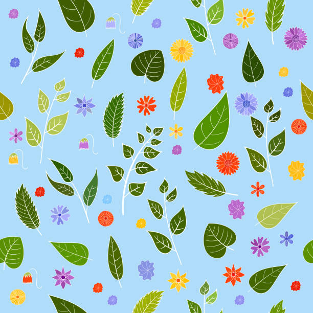 hand gezeichnet vektor floral nahtlose muster - pattern seamless doodle retro revival stock-grafiken, -clipart, -cartoons und -symbole