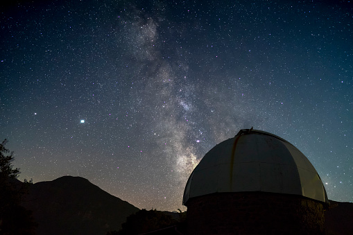 Observatory with the Milky Way, Jupiter and Saturn