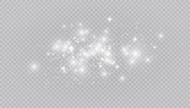 Glowing light effect with many glitter particles isolated on transparent background. Vector starry cloud with dust. Magic christmas decoration vector art illustration