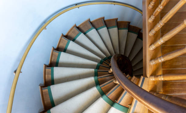 istock Abstract Antique Wooden Spiral Staircase 1276454677