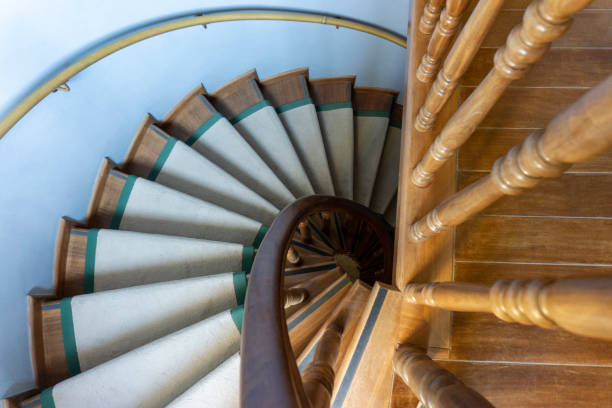 istock Abstract Antique Wooden Spiral Staircase 1276454772