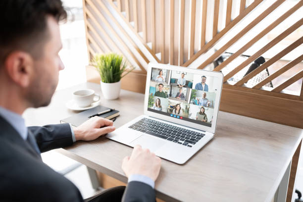 istock Businessman having a conference video call 1276456619
