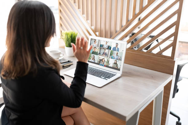 istock Business woman making video call with her laptop 1276457231