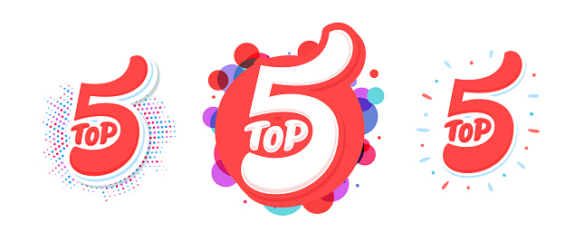 Top 5 Vector Icons Set Vector Illustration Top 5 Vector Icon Handdrawn
