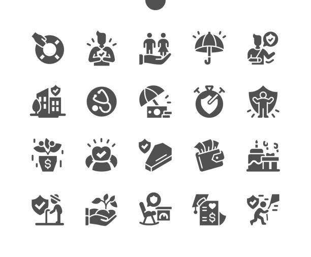 Life insurance policy. Reliable protection. Insurance for family. Life and health. Insurance payment. Vector Solid Icons. Simple Pictogram Life insurance policy. Reliable protection. Insurance for family. Life and health. Insurance payment. Vector Solid Icons. Simple Pictogram full stock illustrations