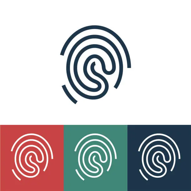 Vector illustration of Linear vector icon with fingerprint
