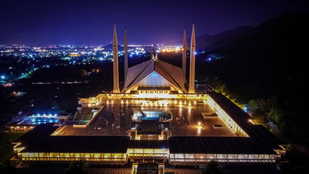 istock aerial shot Faisal masjid at night 1276469908