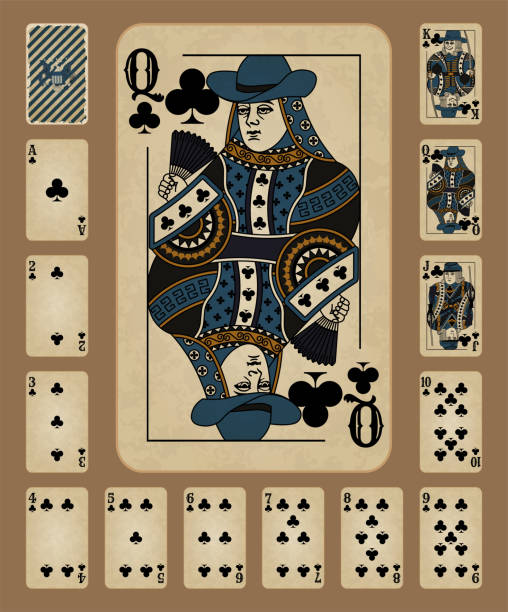 istock Playing cards of Clubs Western style. Vector illustration. Original design. 1276472534
