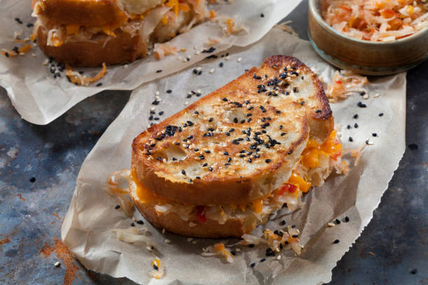 Spicy Korean Kimchi Grilled Cheese Sandwich's