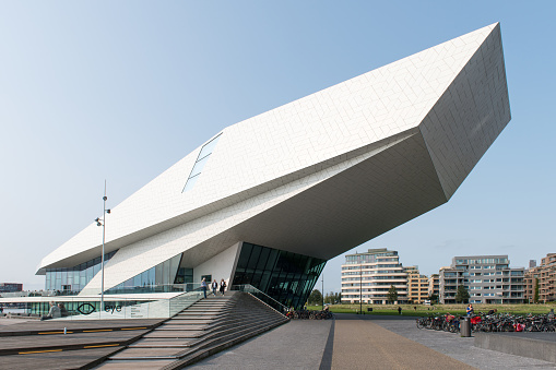 The futuristic multiplex and film museum EYE on the North bank of the river IJ in Amsterdam.