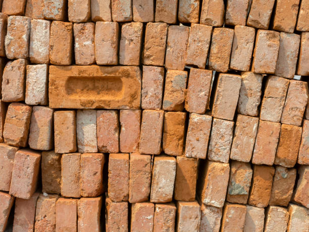 istock Stacked used clay brick for reuse 1276481482