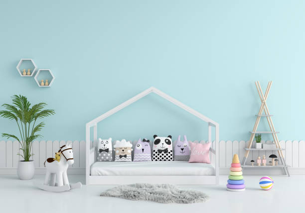 istock Child bedroom interior for mockup, 3D rendering 1276481483