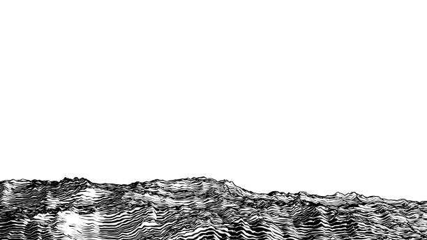 ilustraciones, imágenes clip art, dibujos animados e iconos de stock de resumen vintage xilografía impresión física geografía en primer plano stock - old fashioned scenics engraving river