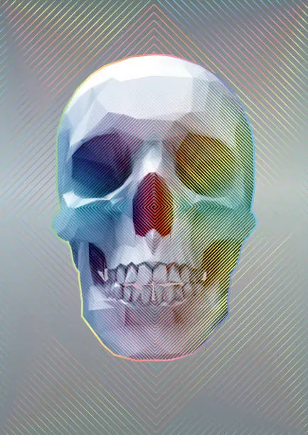 Vector illustration of Retro polygonal skull with rainbow effect illustration