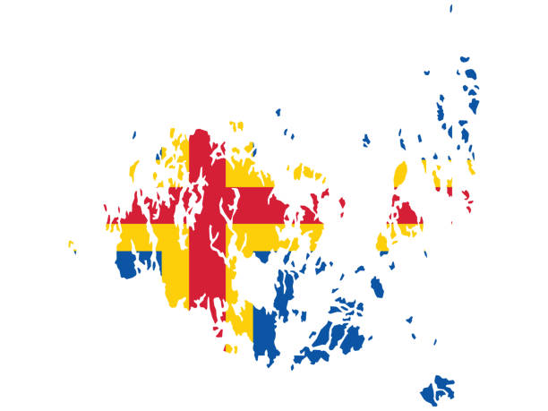 Flag Map of Aland Islands Vector Illustration of the Flag Map of Finish Autonomous Region of Aland Islands åland islands stock illustrations