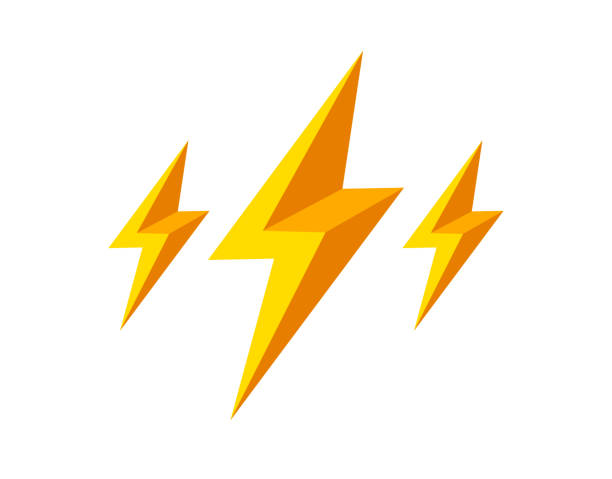 istock Lightning bolt yellow vector simple flat sign isolated on white, energy or brainstorming concept, bright idea. 1276491455