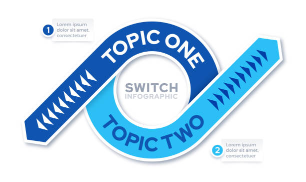 Switching Swap Reverse Two Topic Infographic Template Two subject topic switch swap change reverse infographic template design. reverse image stock illustrations