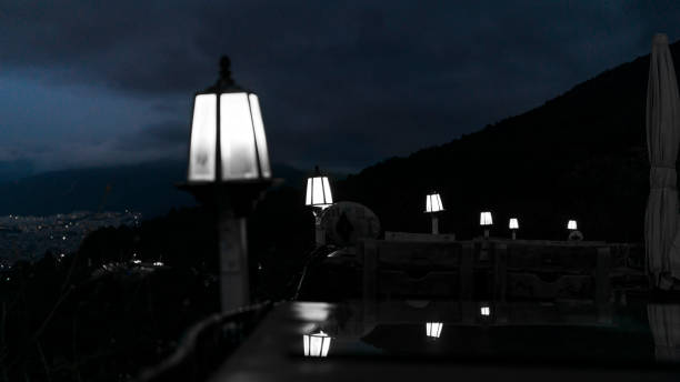 istock Dim lights in the night city landscape 1276507495