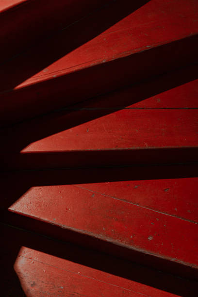 red wooden stairs