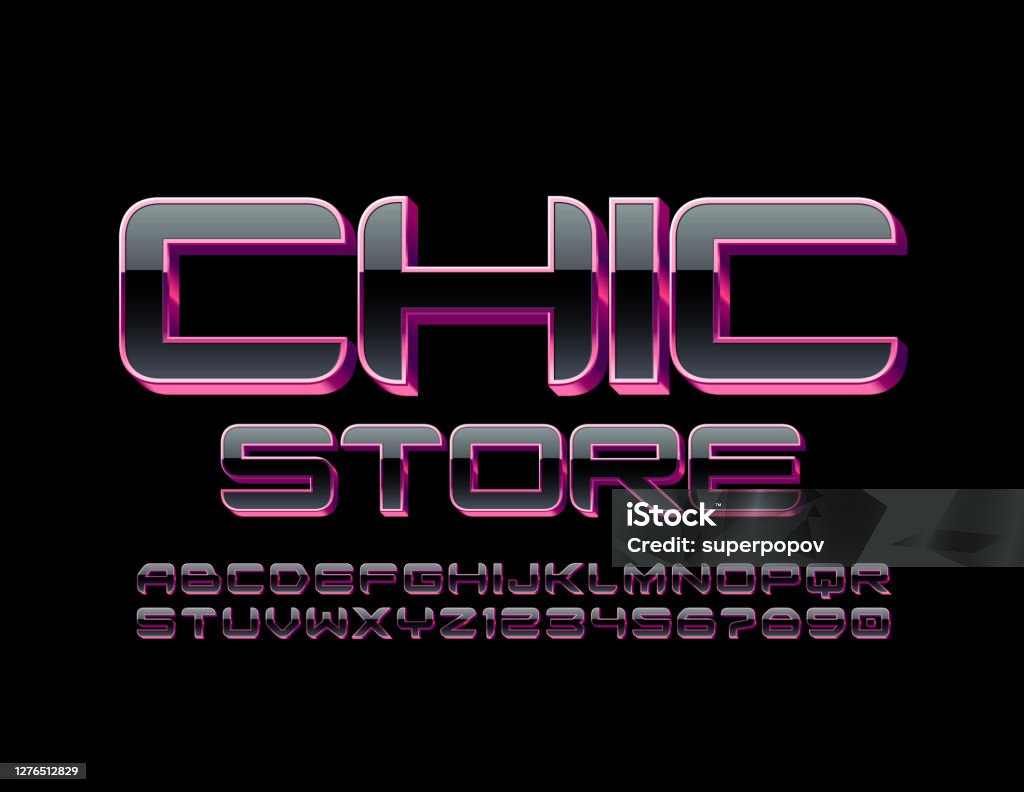 Chic Sign Text Vector Premium Sign Chic Store Shiny Alphabet Letters And Numbers Stock ...