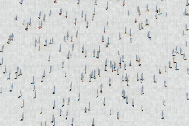 Aerial View Of People On Street Aerial View Of People On Street. #d render aerial view of people stock pictures, royalty-free photos & images