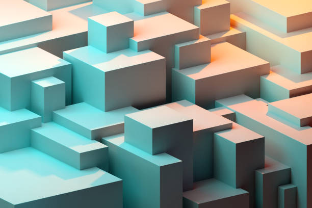 abstrakte mehrfarbige würfel hintergrund - block form stock-fotos und bilder