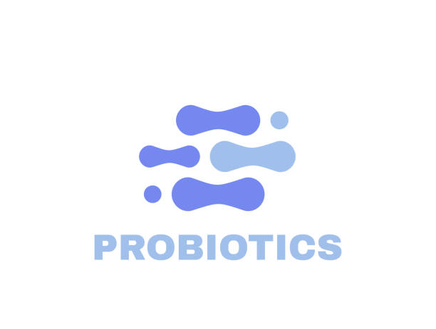 Probiotics bacteria label. Logo design. Healthy nutrition ingredient for therapeutic purposes. Vector illustration Probiotics bacteria label. Logo design. Healthy nutrition ingredient for therapeutic purposes. Vector illustration. probiotic pattern stock illustrations