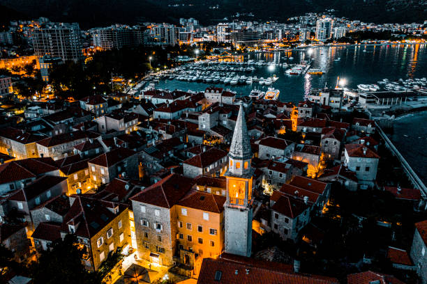 istock Old town Budva at twilight with its night lights 1276515092