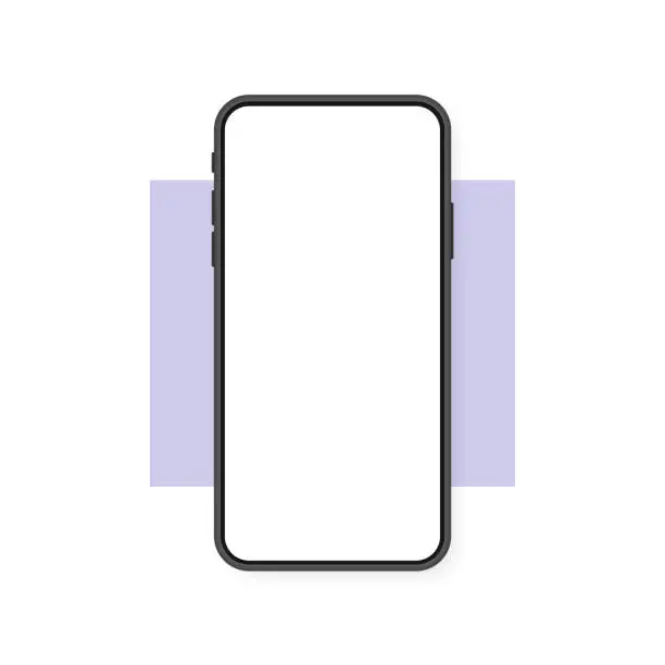 Vector illustration of Smartphone blank screen, phone mockup with blank screen. Template for infographics or presentation UI design interface