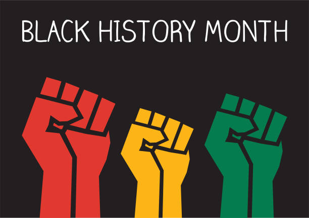 ilustraciones, imágenes clip art, dibujos animados e iconos de stock de black history month fists vector - black history