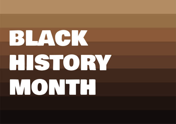 피부 색조 배경이 있는 흑인 역사의 달 텍스트 - black history month stock illustrations