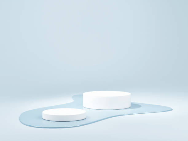 istock Mock up scene for product presentation, abstract geometry blue background. 1276518458