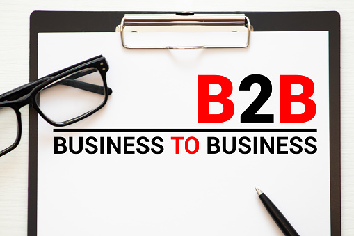 Word writing text B2B. Business concept for two types for sending emails to other people