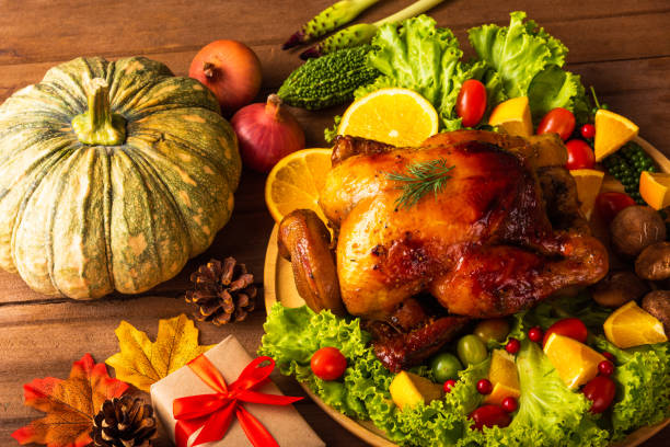 istock Thanksgiving roasted turkey or chicken and vegetables 1276536312