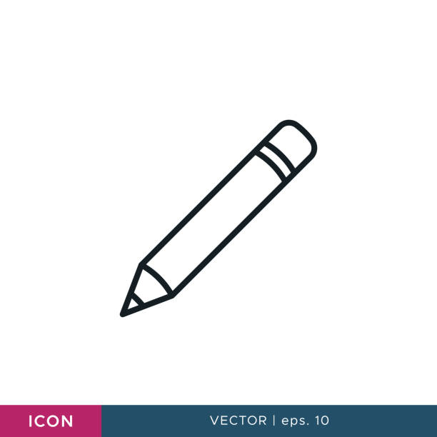 illustrations, cliparts, dessins animés et icônes de modèle de conception d’illustration vectorielle d’icône de crayon. trait modifiable. - pencil