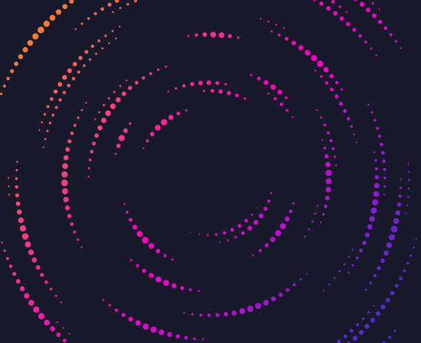 Dot Spiral Gradient Line Abstract Dots in concentric circle abstract lines background. zoom effect illustrations stock illustrations