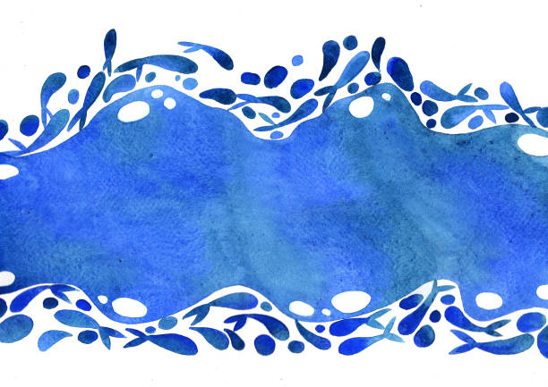 Abstract school of fish swimming in marine blue frame watercolor hand painting background foe decoration on fantasy summer theme. Abstract school of fish swimming in marine blue frame watercolor hand painting background foe decoration on fantasy summer theme. fly fishing illustrations stock illustrations