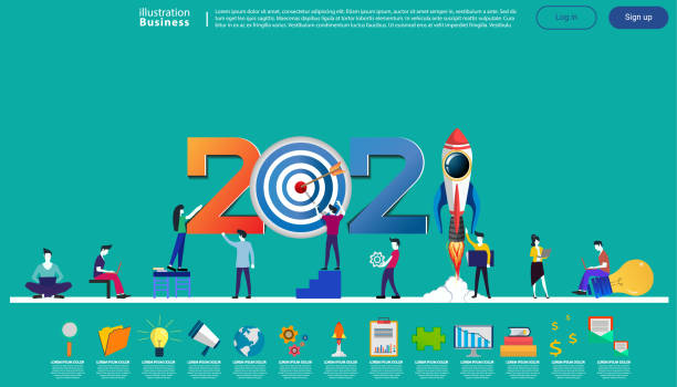 istock Man and woman think analyze creative   with 2021 new year text, Light bulb,darts shoot Into crotch for success,set icon,drawing charts data,modern Idea concept vector illustration Infographic template. 1276547486